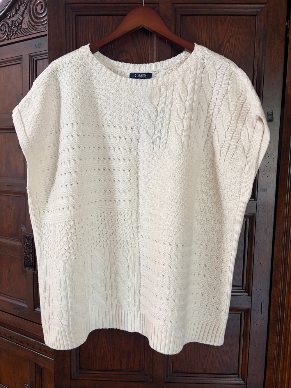 Chaps NWT Cream Cable-Knit Short Sleeve Sweater Women’s size XL